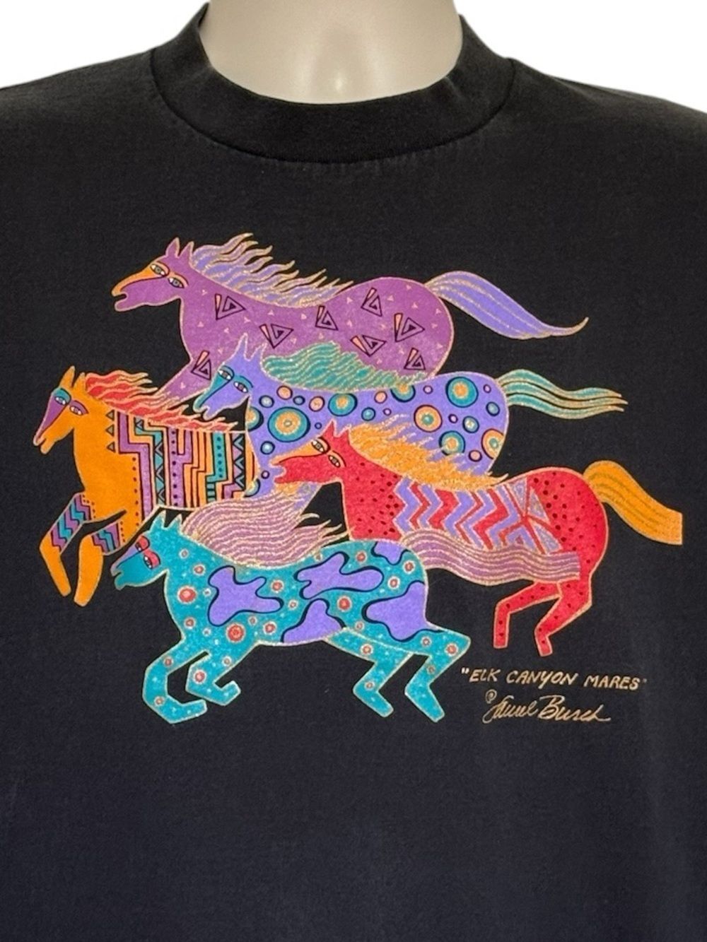 Rare VTG 90s Laurel Burch Elk Canyon Mares Unisex T-Shirt Single Stitch Sz XL - Picture 2 of 9